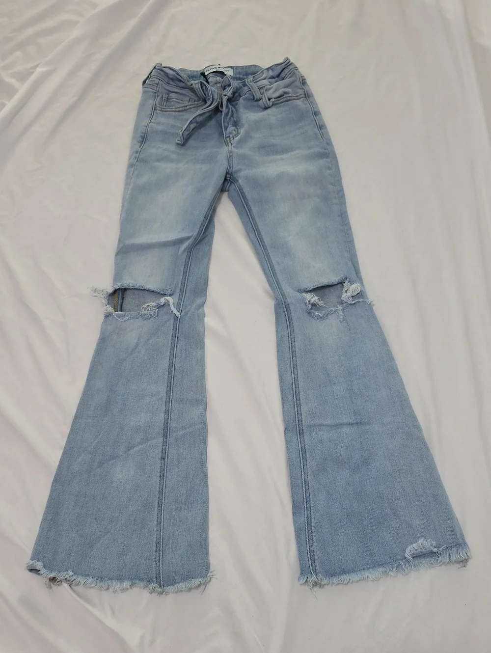 Flying Monkey Light Blue Distressed Flare Jeans